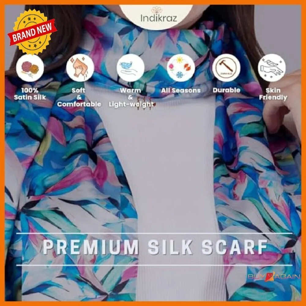 Premium Satin Silk Long Scarf 63x22 Lightweight Stole Headwrap Gift